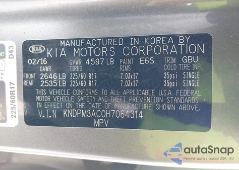 2017 Kia Sportage Lx из США, поврежденный, VIN KNDPM3AC0H7064314